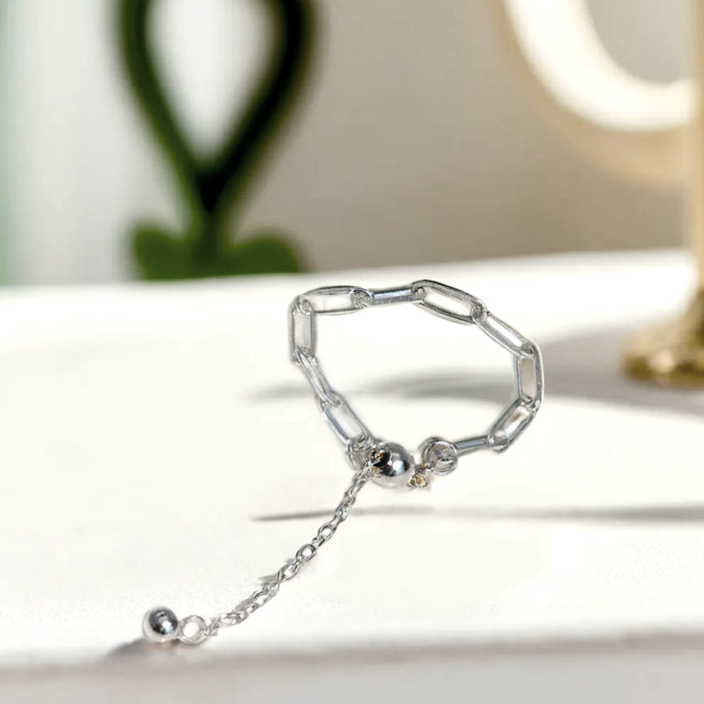 925 silver snake chain ball slide ring_KWAJE058