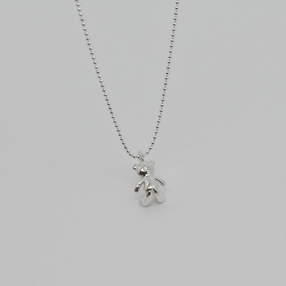 925 silver little bear ball chain necklace_KWAJE447