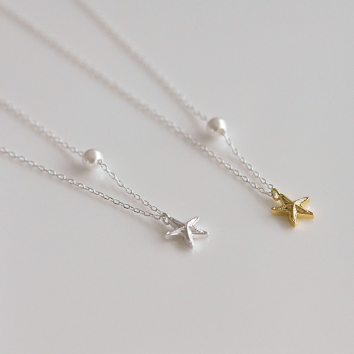 925 silver pearl starfish necklace_KWAJE565