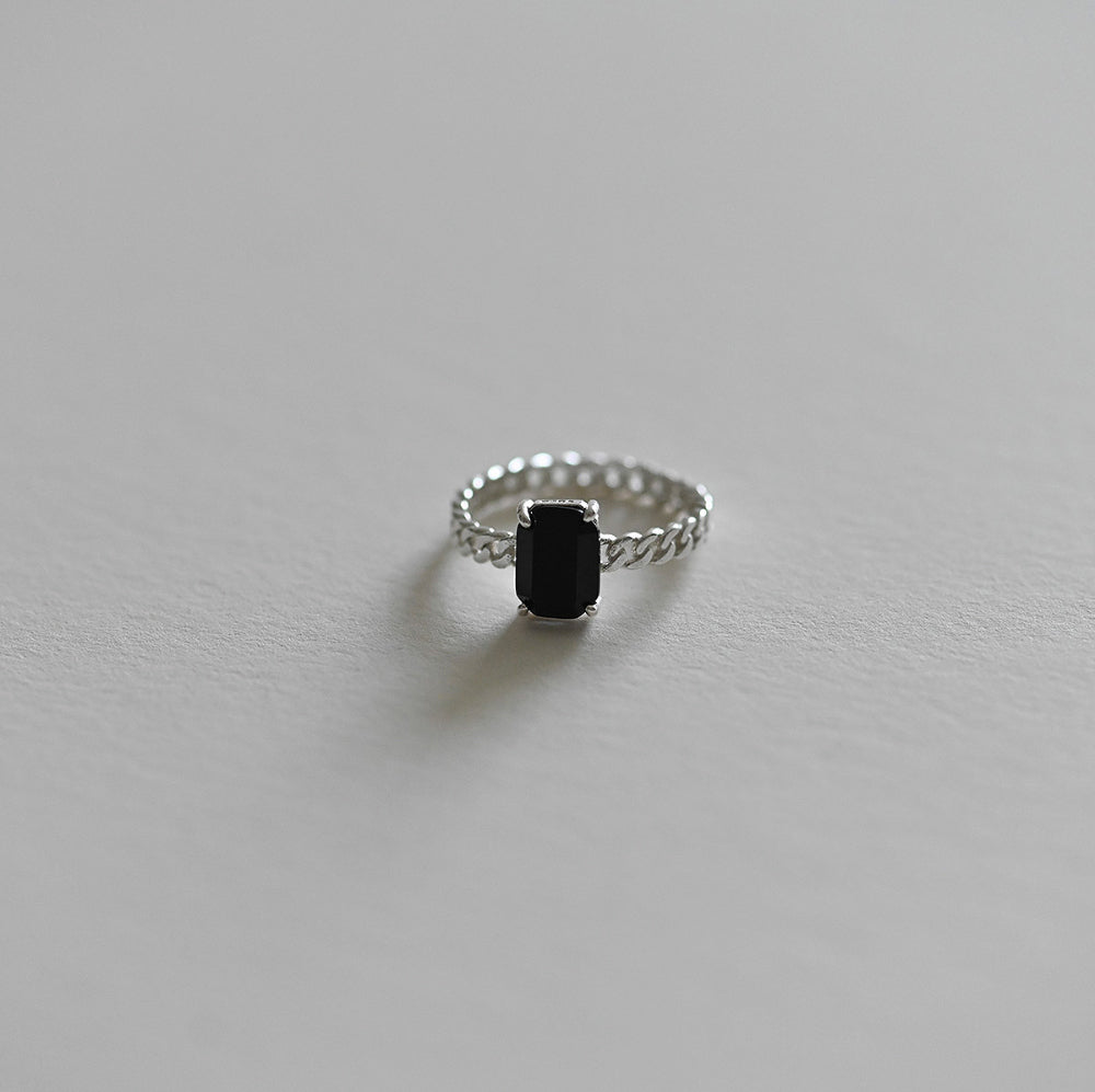 925 Silver Black Curve Line Ring_KWAJE100