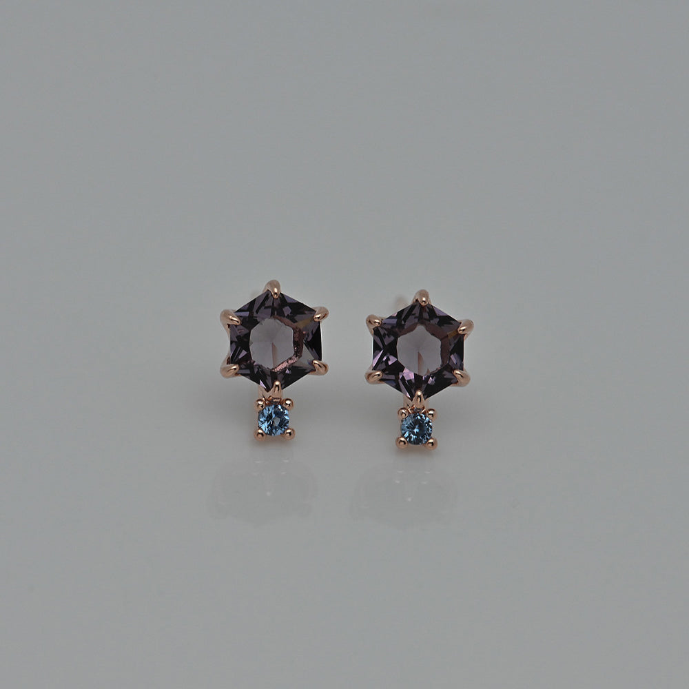 925 Silver Hexagon Cubic-Violet Earrings_KWAJE535