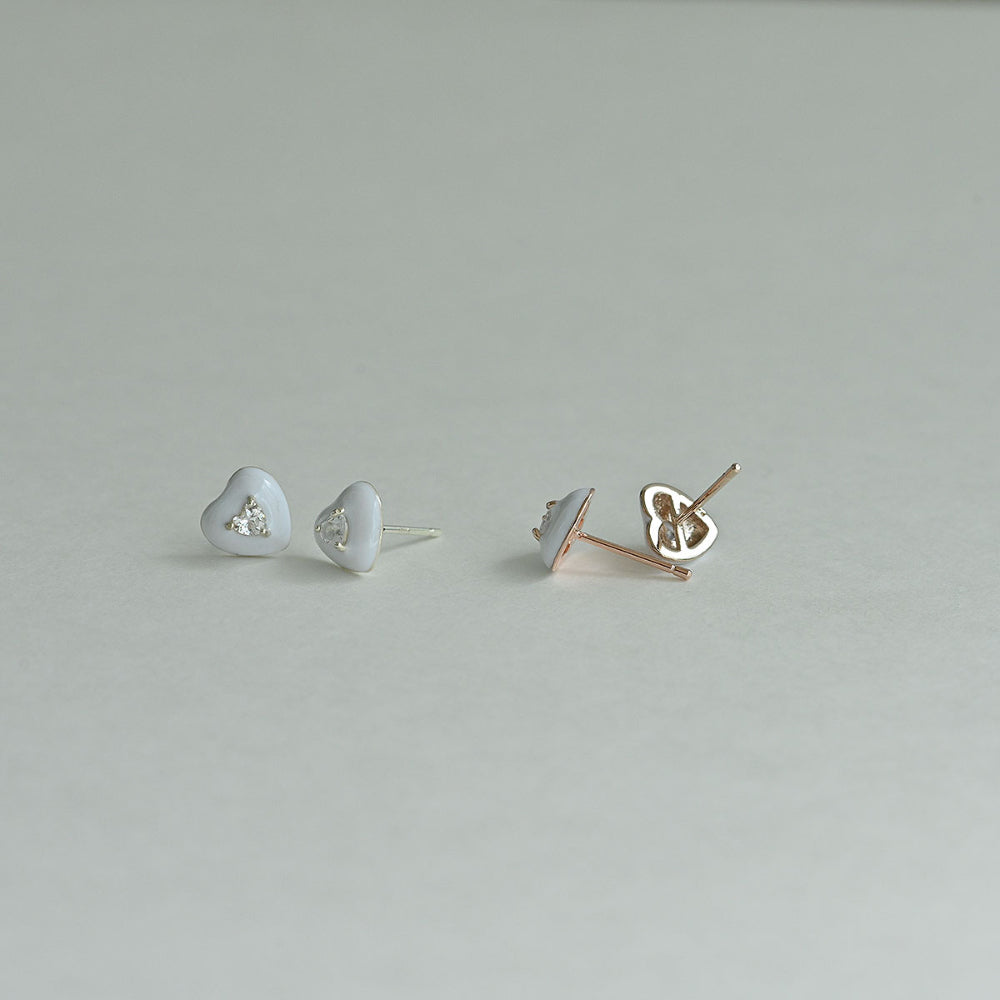 925 silver heart cubic epoxy stud earrings_KWAJE505