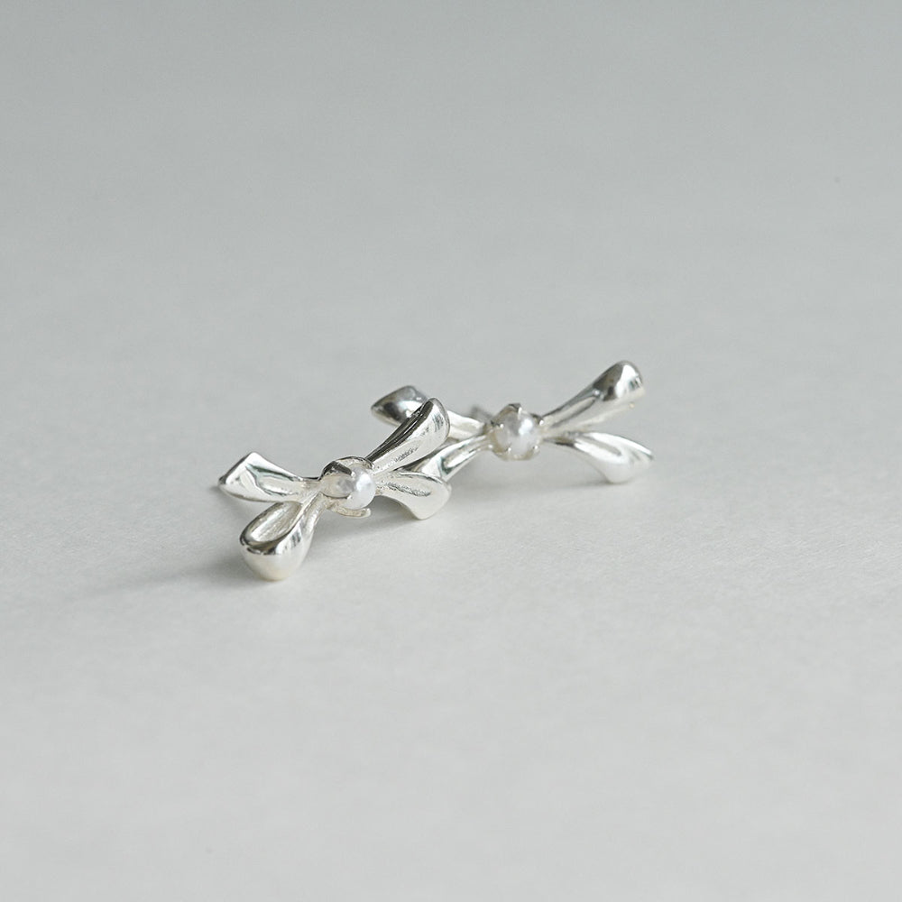 925 silver ribbon stud earrings_KWAJE171