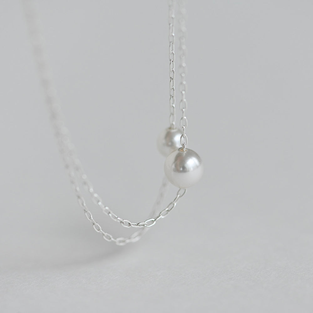 925 silver swollen pearl pendant necklace_KWAJE607