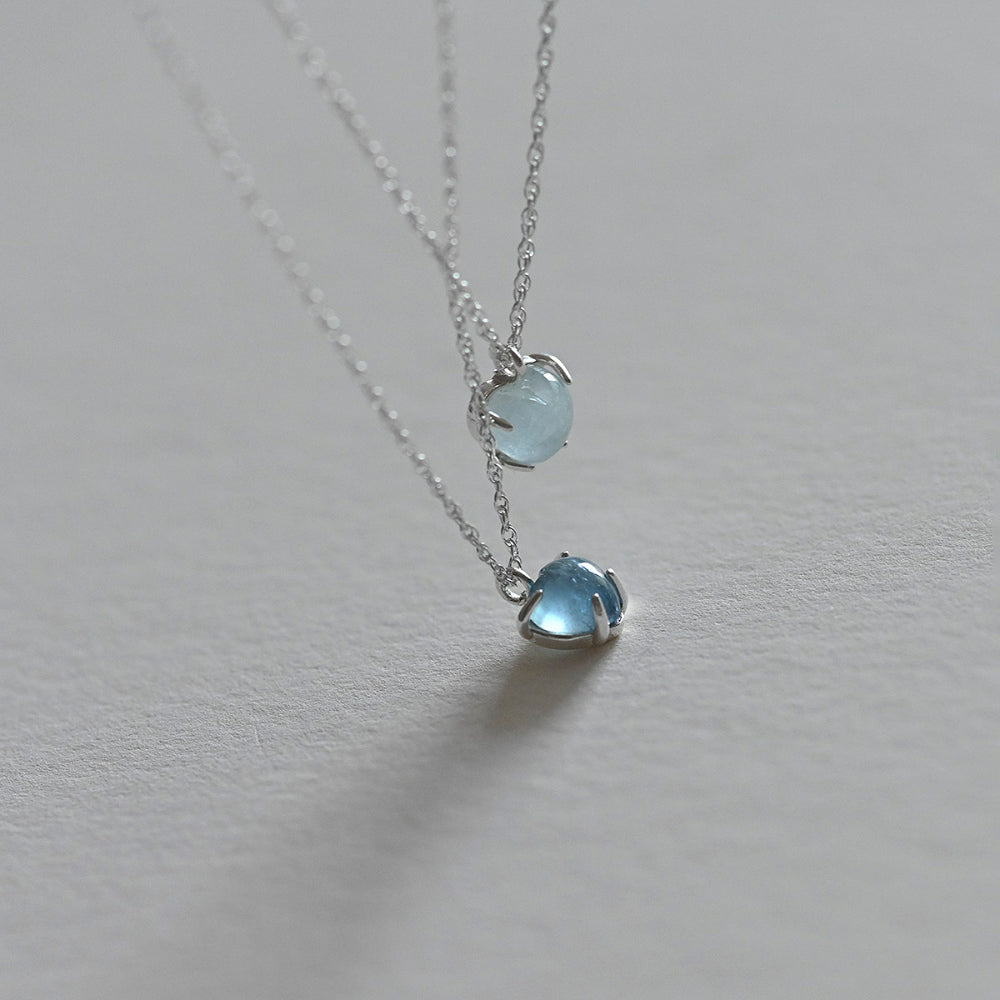 925 Silver Heart Aqua Natural Stone Rope Chain Necklace_KWAJE426