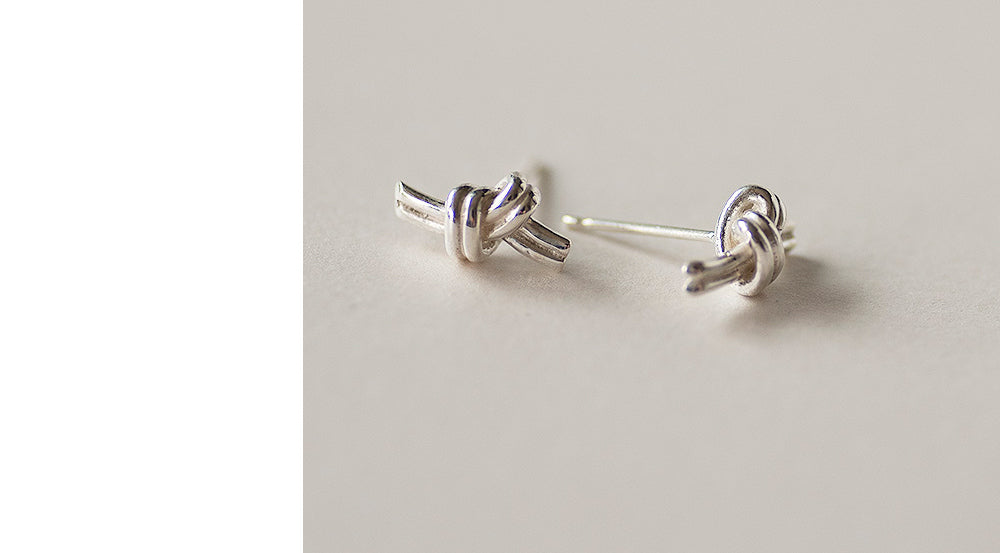 925 silver two-line knot earrings_KWAJE475