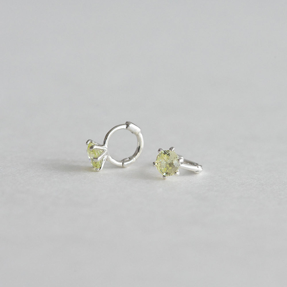 925 Silver Yellow Mini One Touch Earrings_KWAJE391