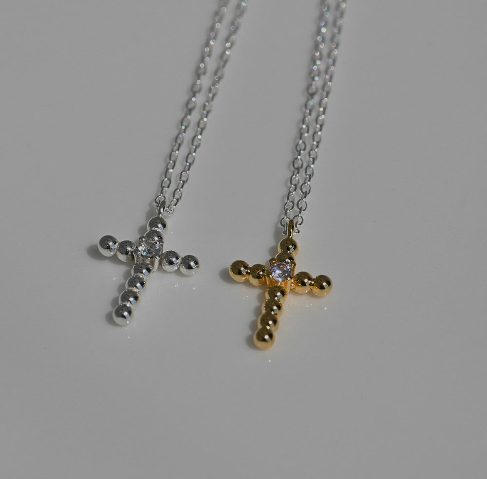 925 silver ball cross necklace_KWAJE120