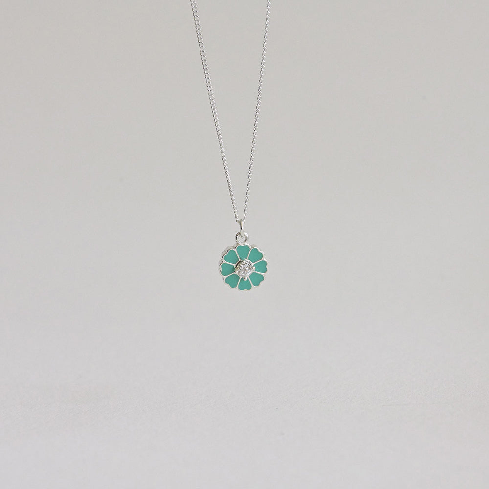 925 Silver Daisy Epoxy Necklace_KWAJE401