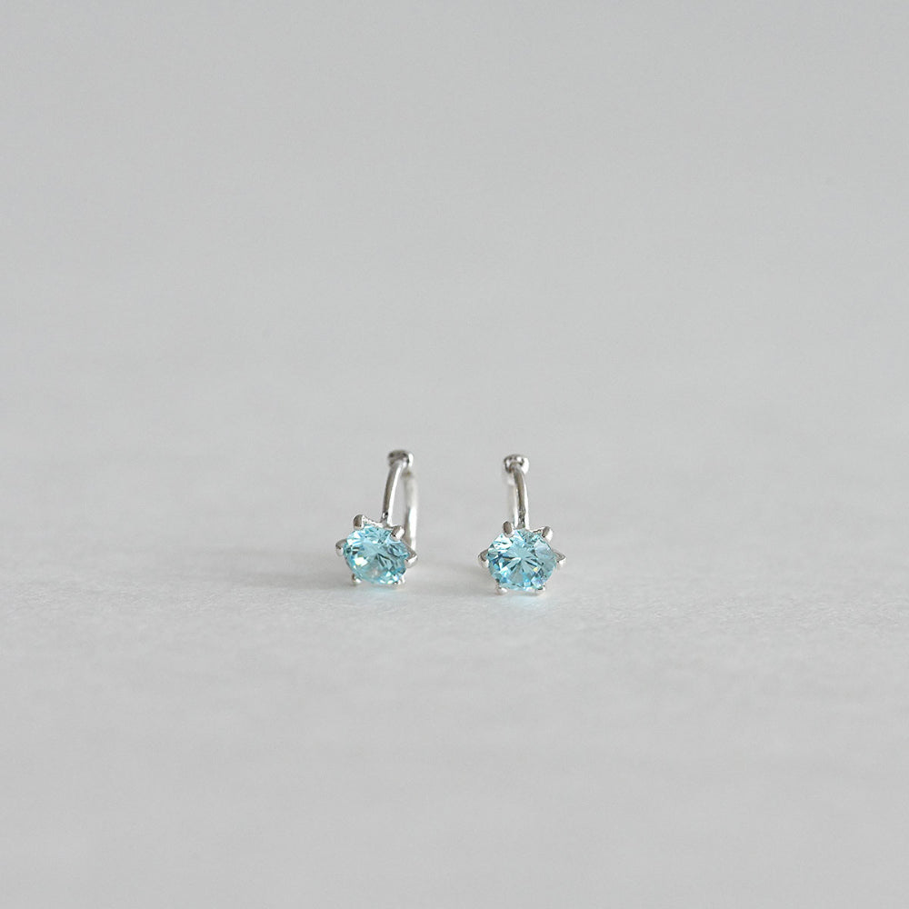 925 Silver Blue Mini One Touch Earrings_KWAJE221