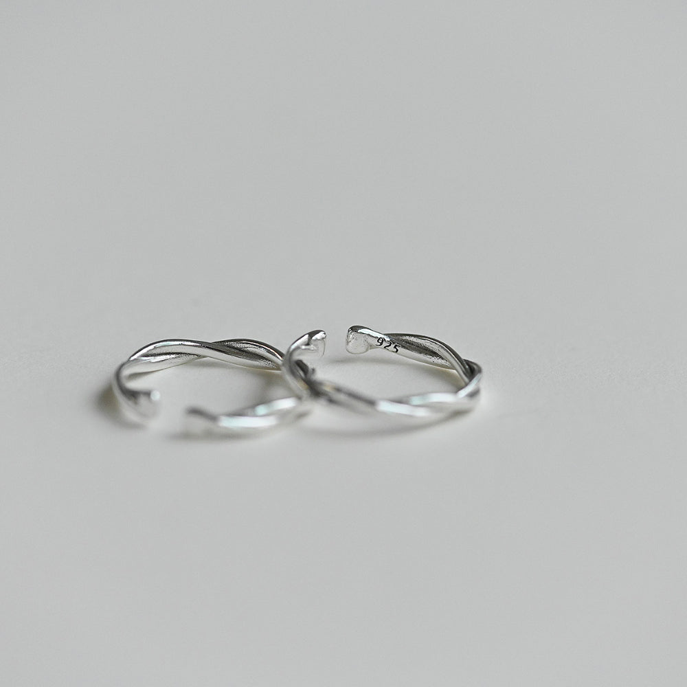 925 silver flat twist open ring (large)_KWAJE026