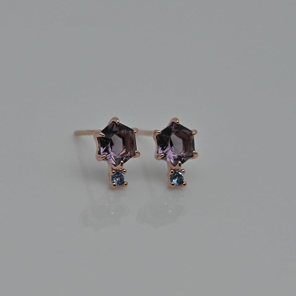 925 Silver Hexagon Cubic-Violet Earrings_KWAJE535