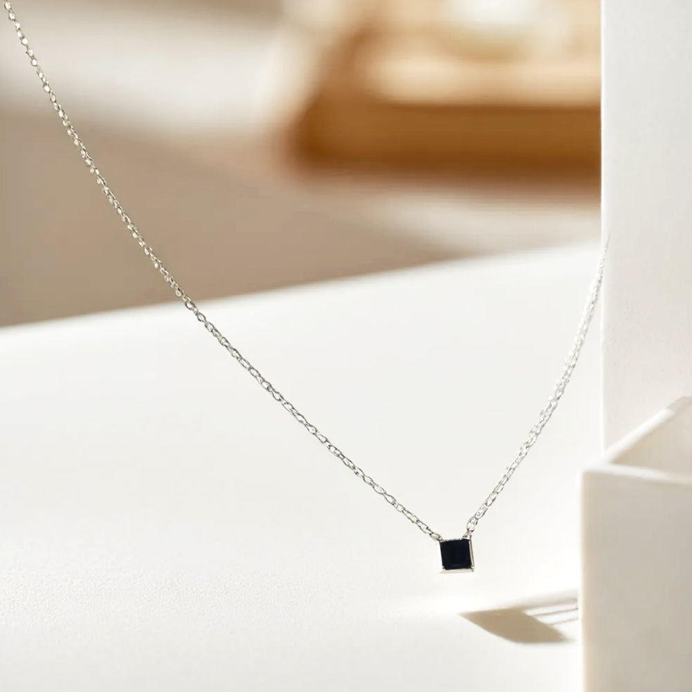 925 silver 4mm square cubic necklace_KWAJE181