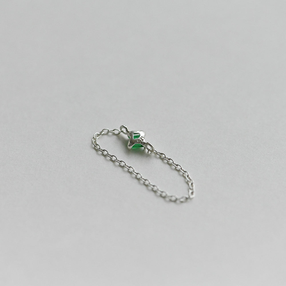 925 Silver Square Green Chain Ring_KWAJE060