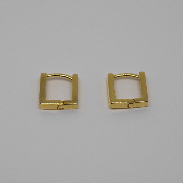 925 Silver Square Mini One Touch Earrings_KWAJE366