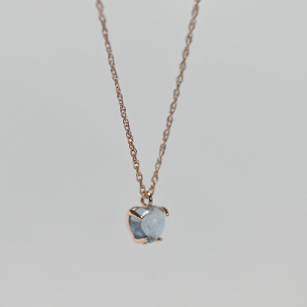 925 Silver Heart Aqua Natural Stone Rope Chain Necklace_KWAJE426