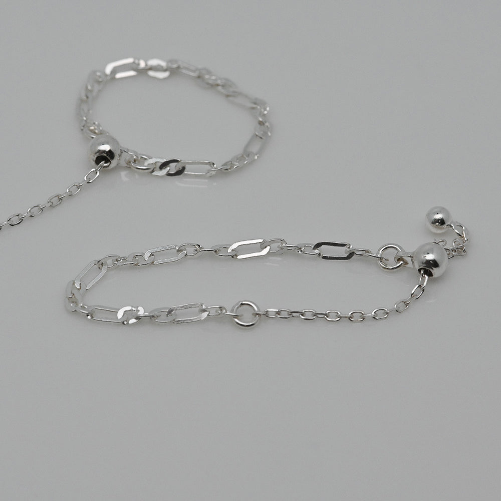 925 Silver Figarololo Chain Ball Slide Ring_KWAJE022