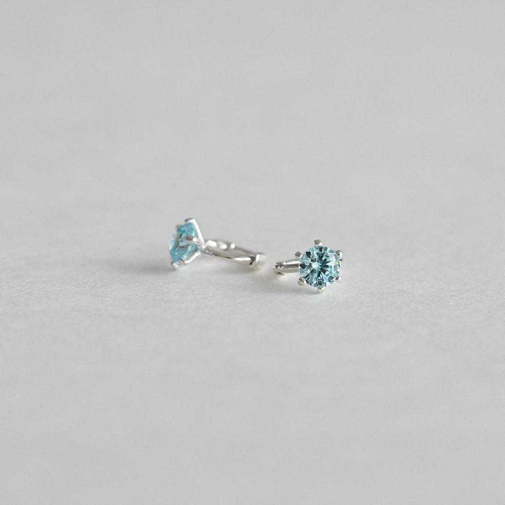 925 Silver Blue Mini One Touch Earrings_KWAJE221