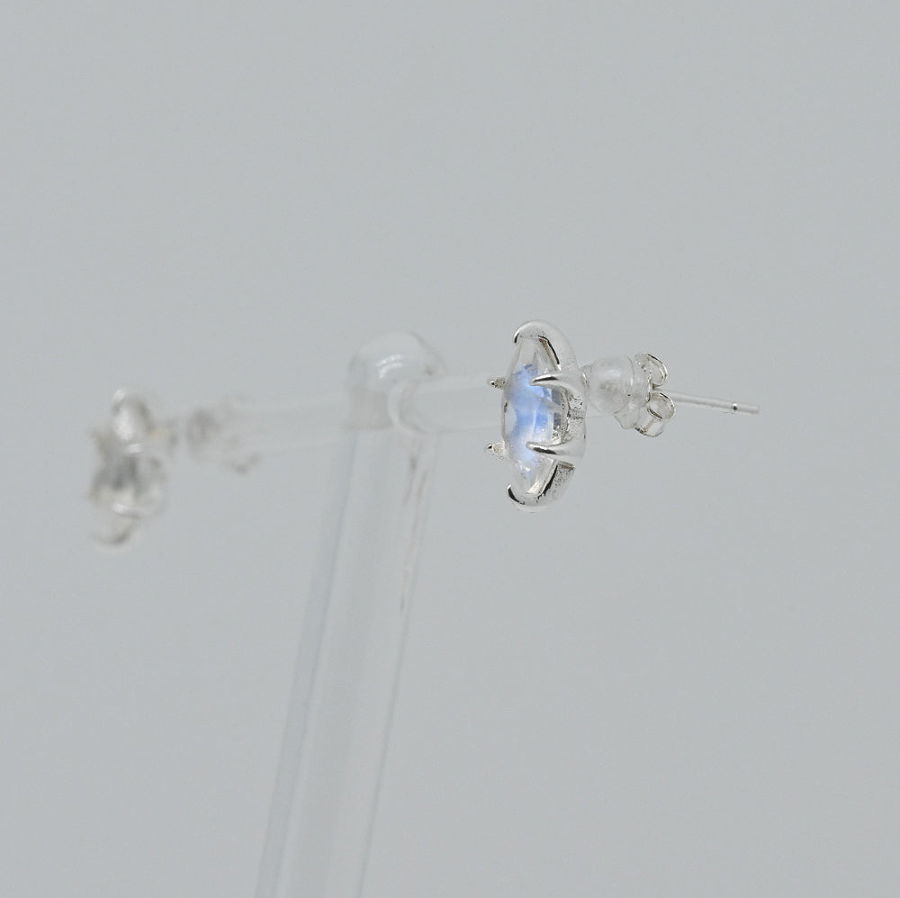 925 silver natural stone rainbow moonstone marquise earrings_KWAJE498