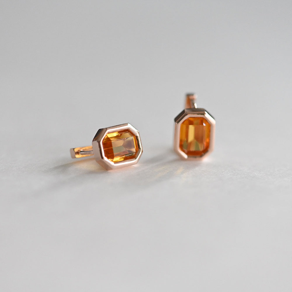 925 Silver Square Bezel-Topaz One Touch Earrings_KWAJE364