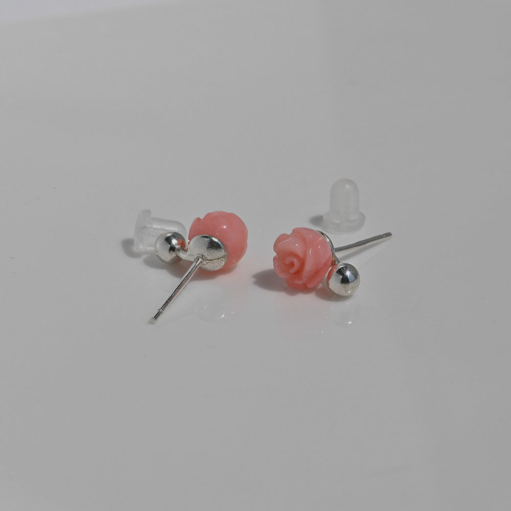 925 silver natural coral earrings_KWAJE497