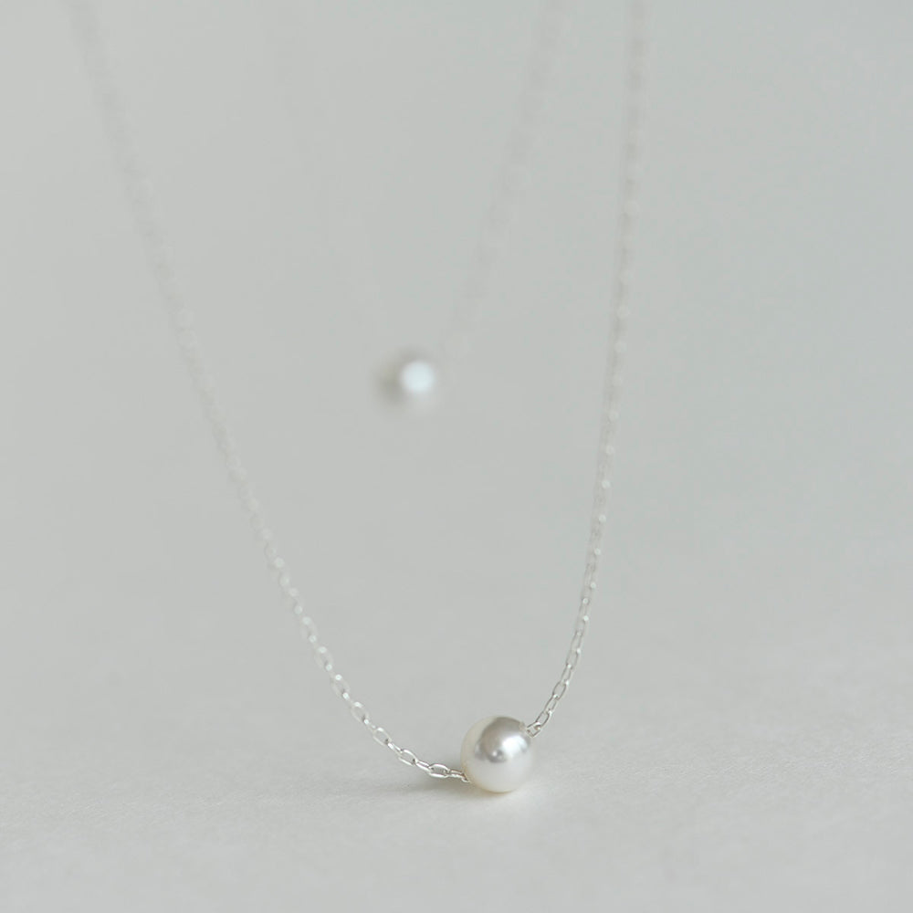 925 silver swollen pearl pendant necklace_KWAJE607