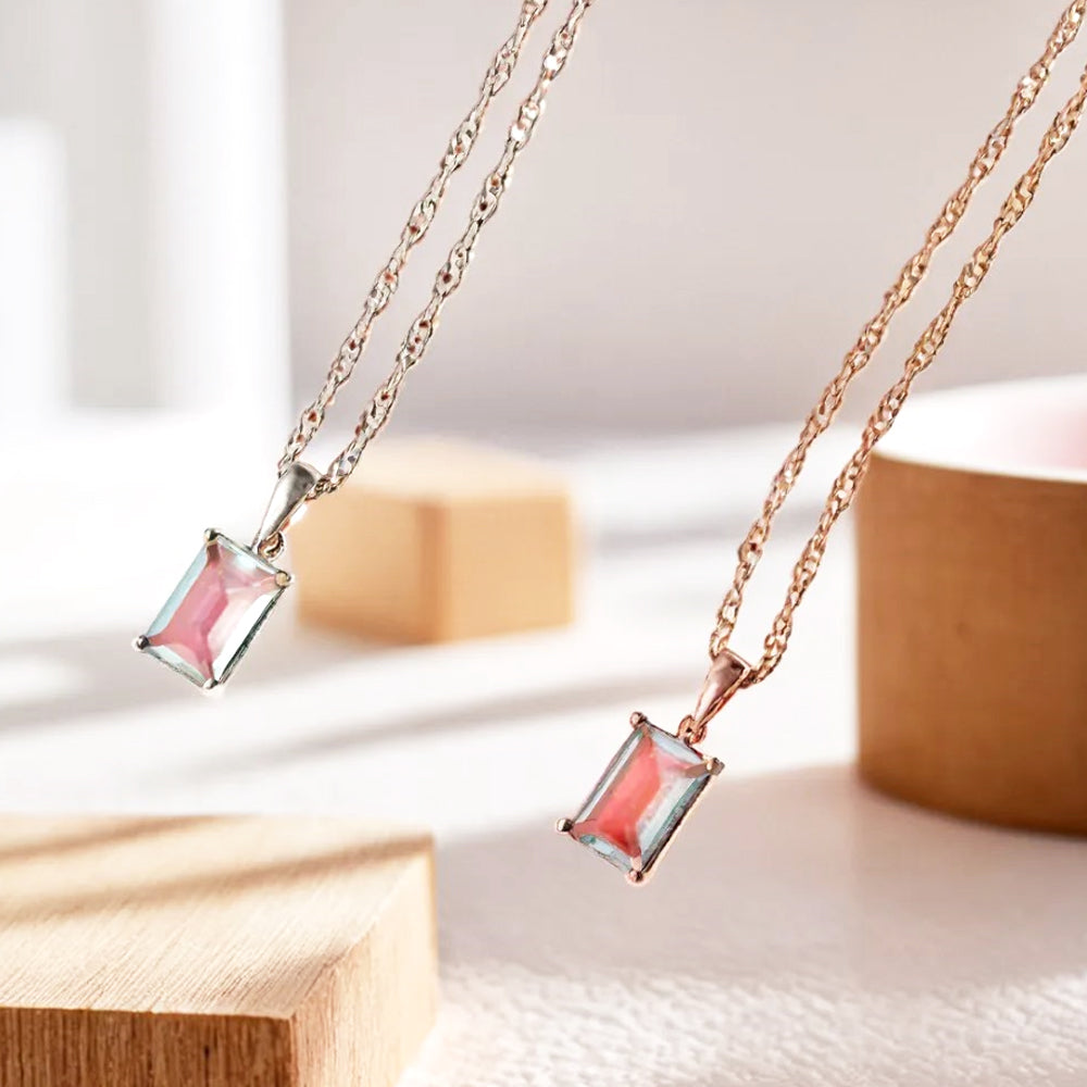 925 Silver AB Color Square Necklace_KWAJE188