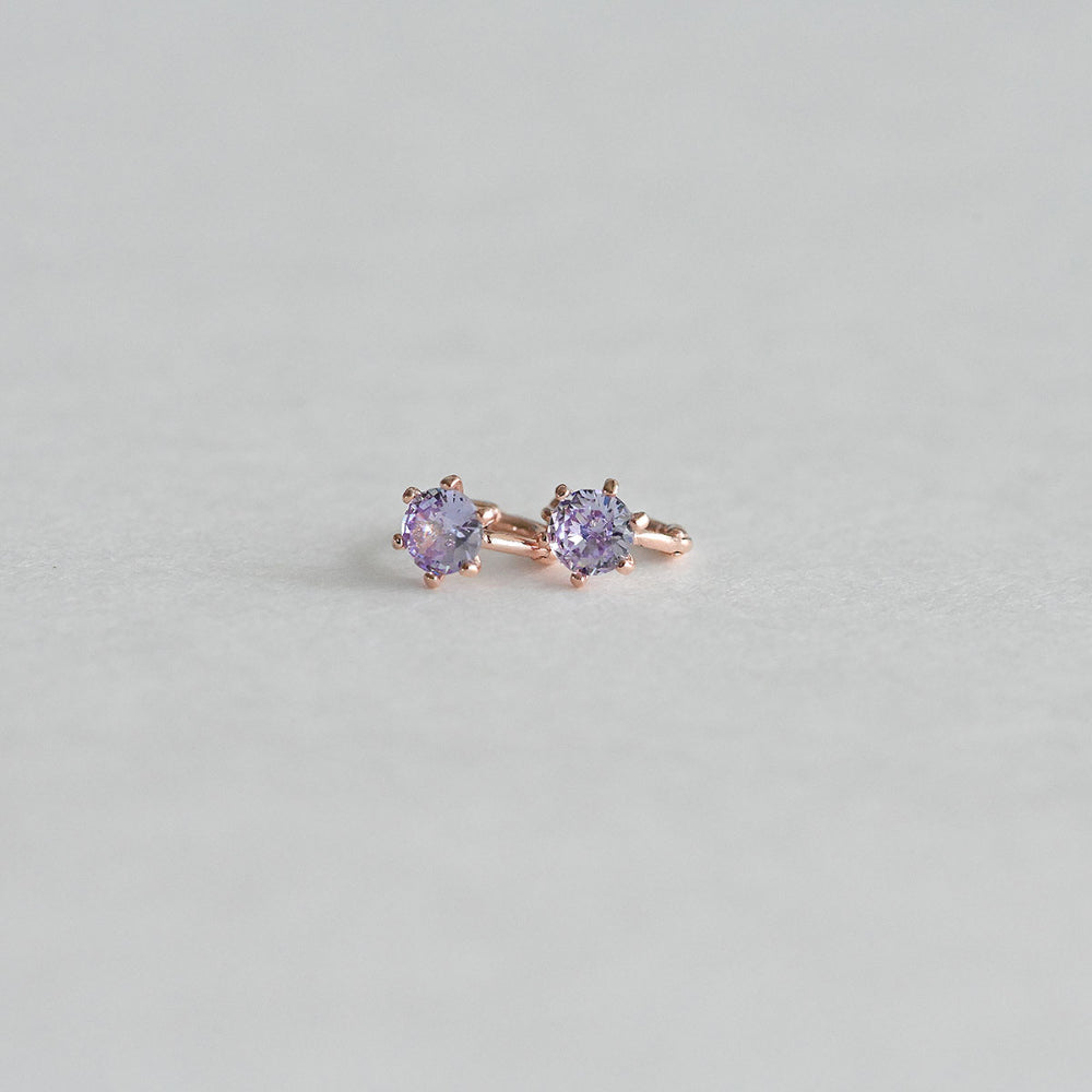 925 Silver Purple Mini One Touch Earrings_KWAJE352