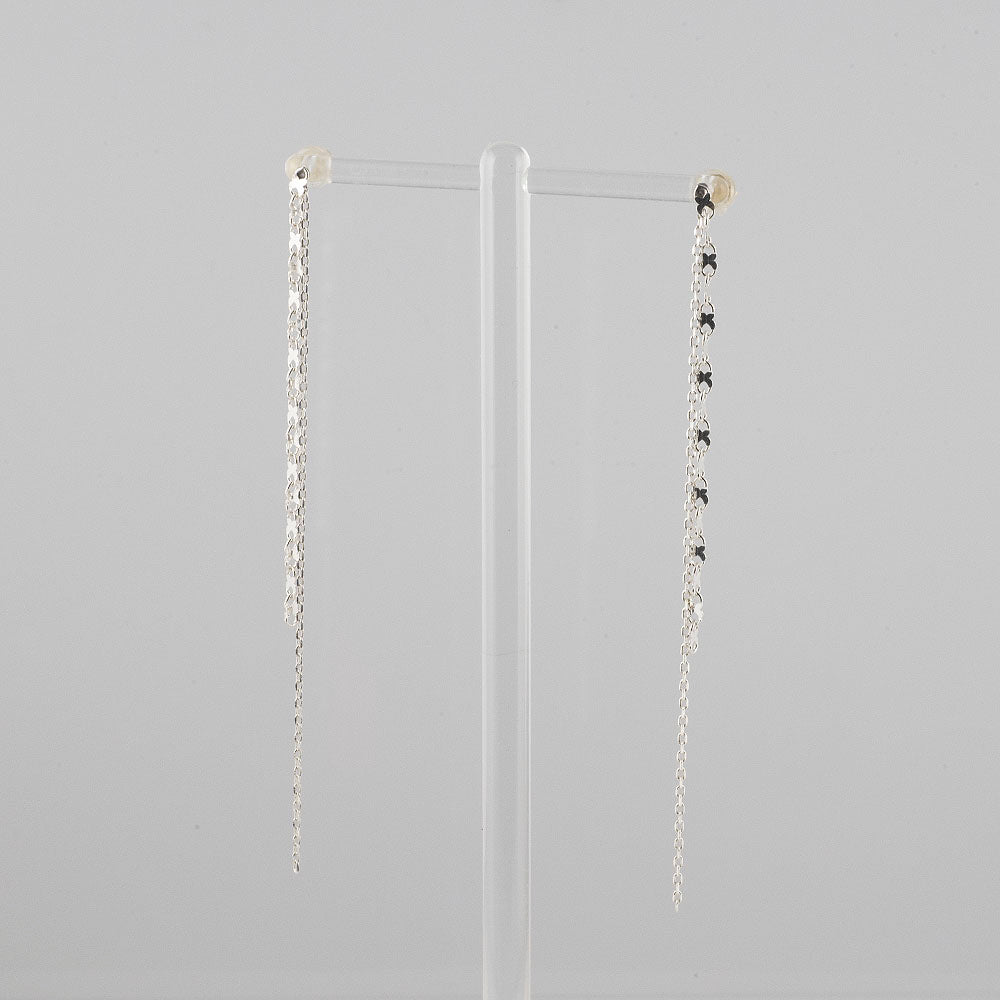 925 silver X chain two-line earrings_KWAJE395