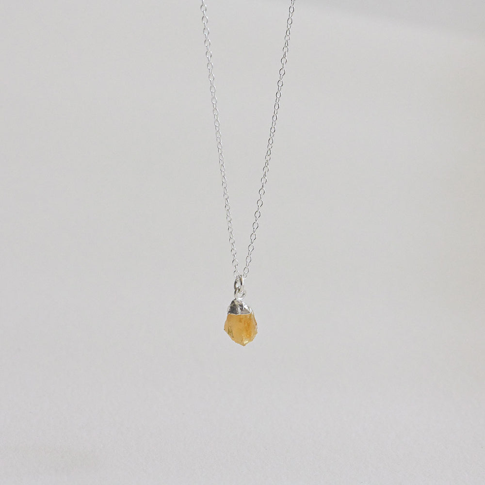 925 Silver Citrine Rough Gemstone Necklace_KWAJE397