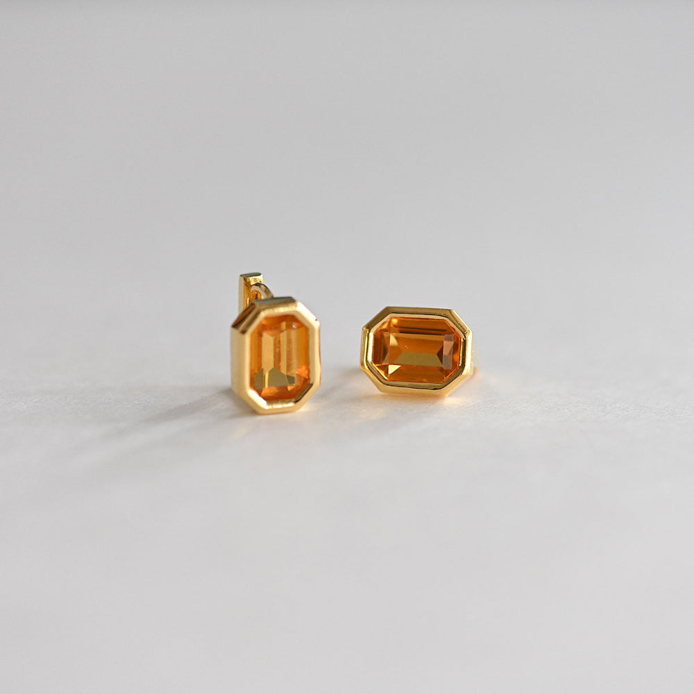 925 Silver Square Bezel-Topaz One Touch Earrings_KWAJE364