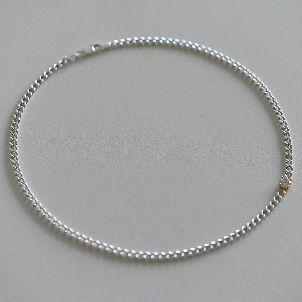 925 Silver Curve Hollow Chain Cubic Necklace_KWAJE399