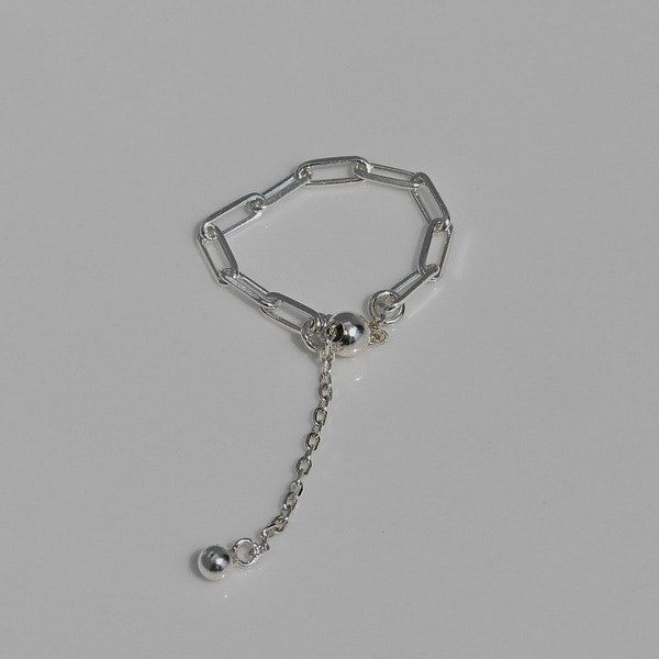 925 silver snake chain ball slide ring_KWAJE058