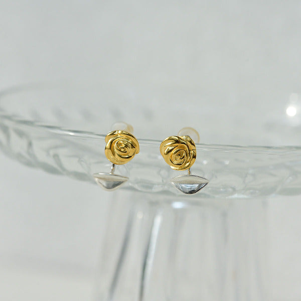 925 silver rose stud earrings_KWAJE356