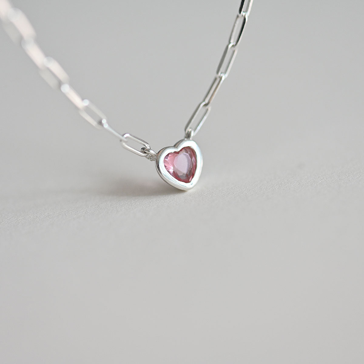 925 Silver Chain Red Heart Necklace_KWAJE213