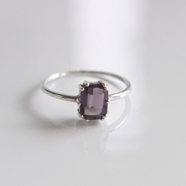 925 Silver Purple Square Ring_KWAJE276