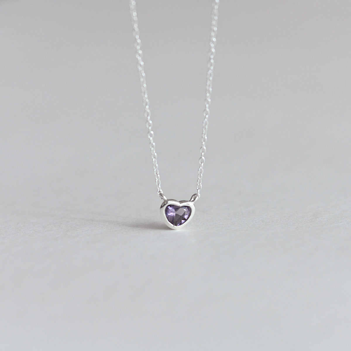 925 silver purple heart necklace_KWAJE577