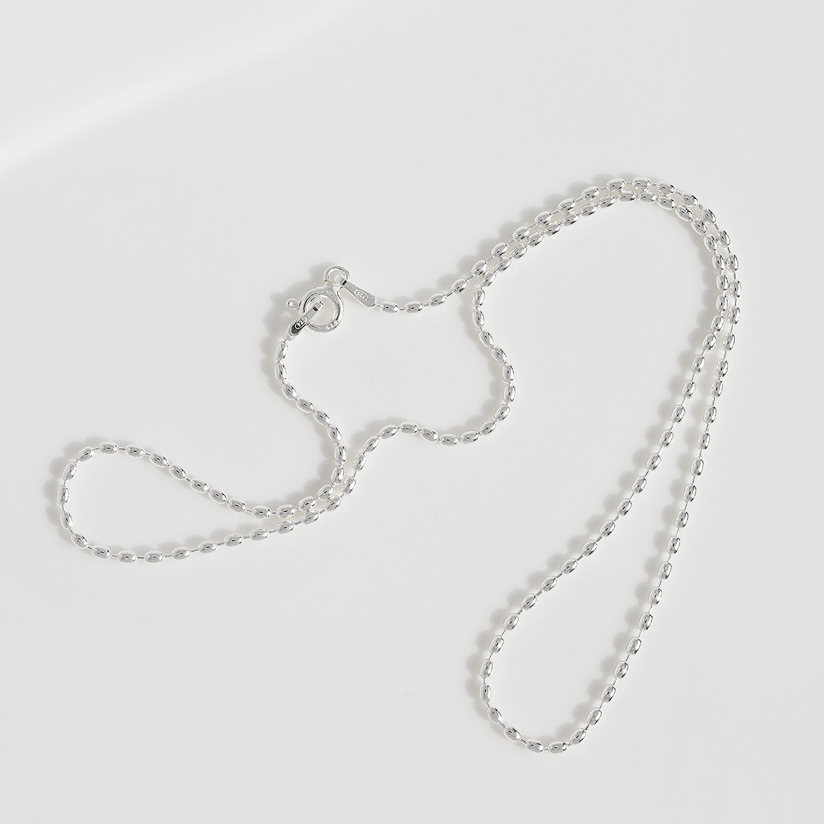 925 silver oval ball chain necklace 40cm_KWAJE466