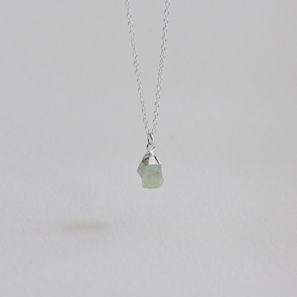 925 Silver Aquamarine Rough Gemstone Necklace_KWAJE191