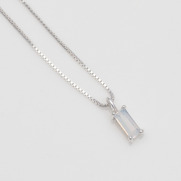 925 Silver Blue Chalcedony Baguette Necklace_KWAJE205