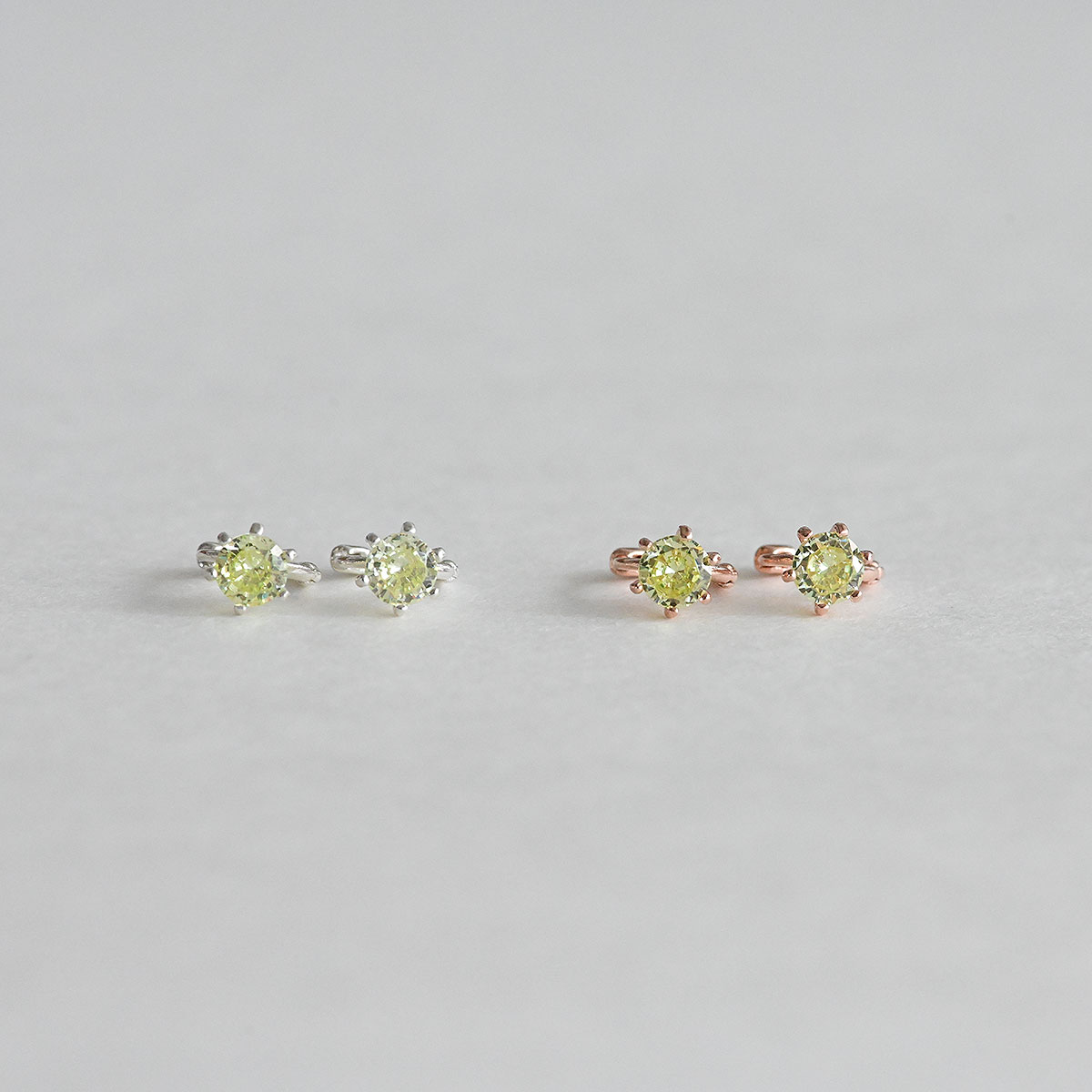 925 Silver Yellow Mini One Touch Earrings_KWAJE391