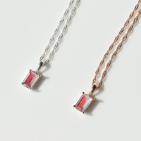 925 Silver AB Color Square Necklace_KWAJE188