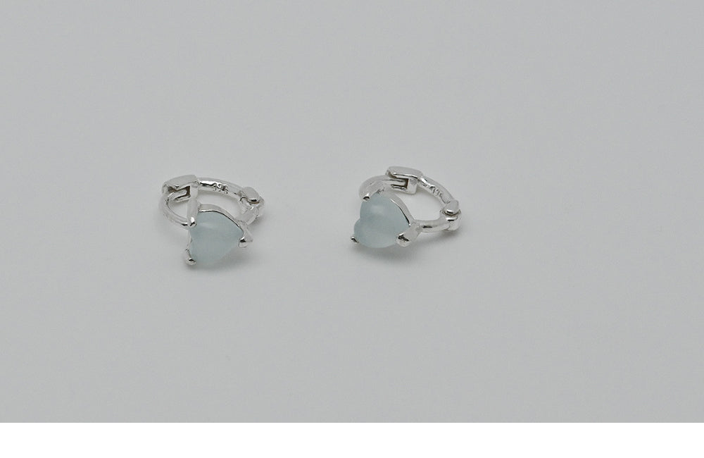 925 Silver Blue Heart One Touch Earrings_KWAJE177