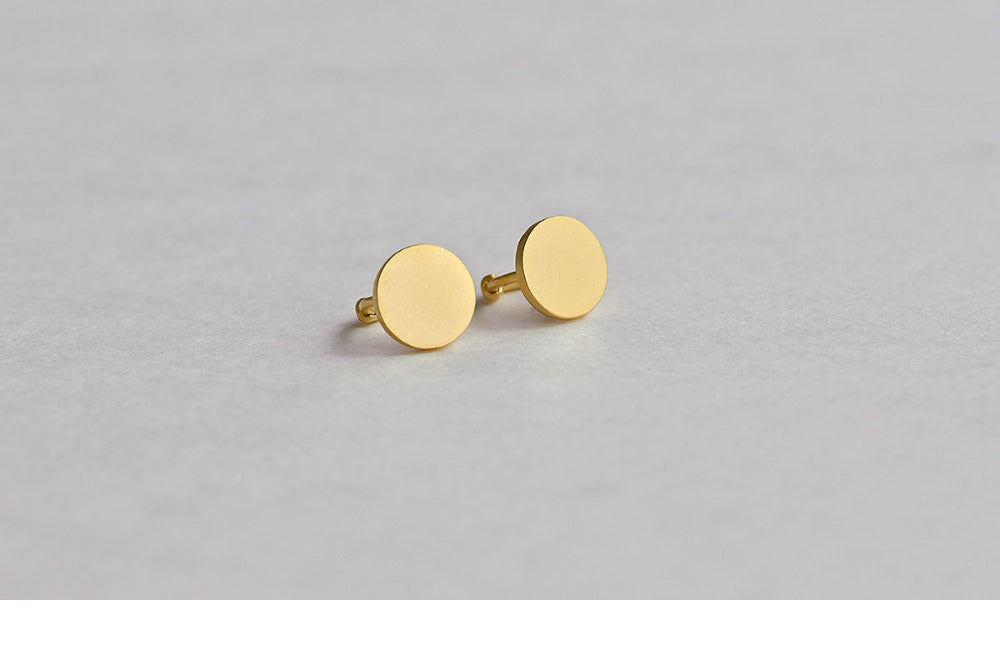 925 silver disc matte one-touch earrings_KWAJE231