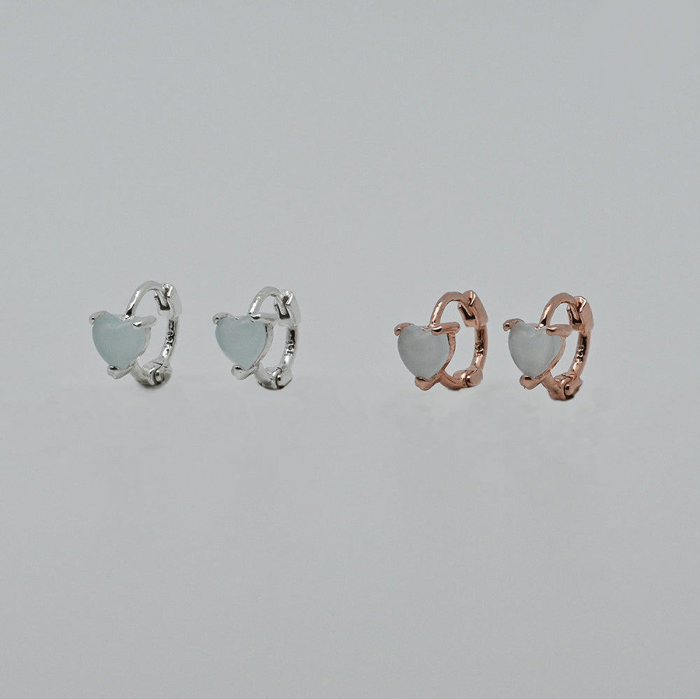 925 Silver Blue Heart One Touch Earrings_KWAJE177