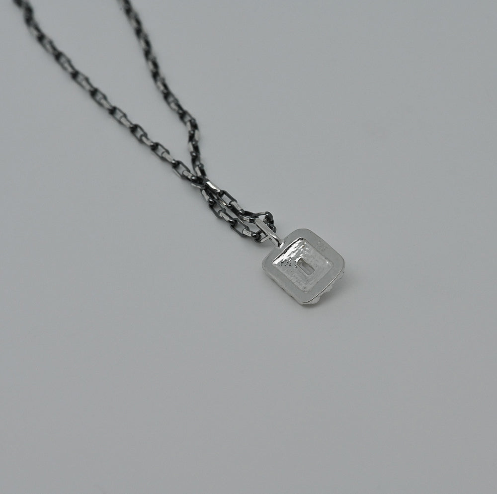 925 Silver Square Pendant Lolotaf Chain Necklace_KWAJE601