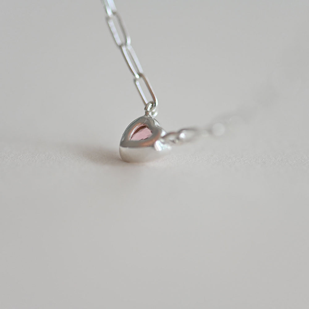 925 silver chain pink heart necklace_KWAJE211