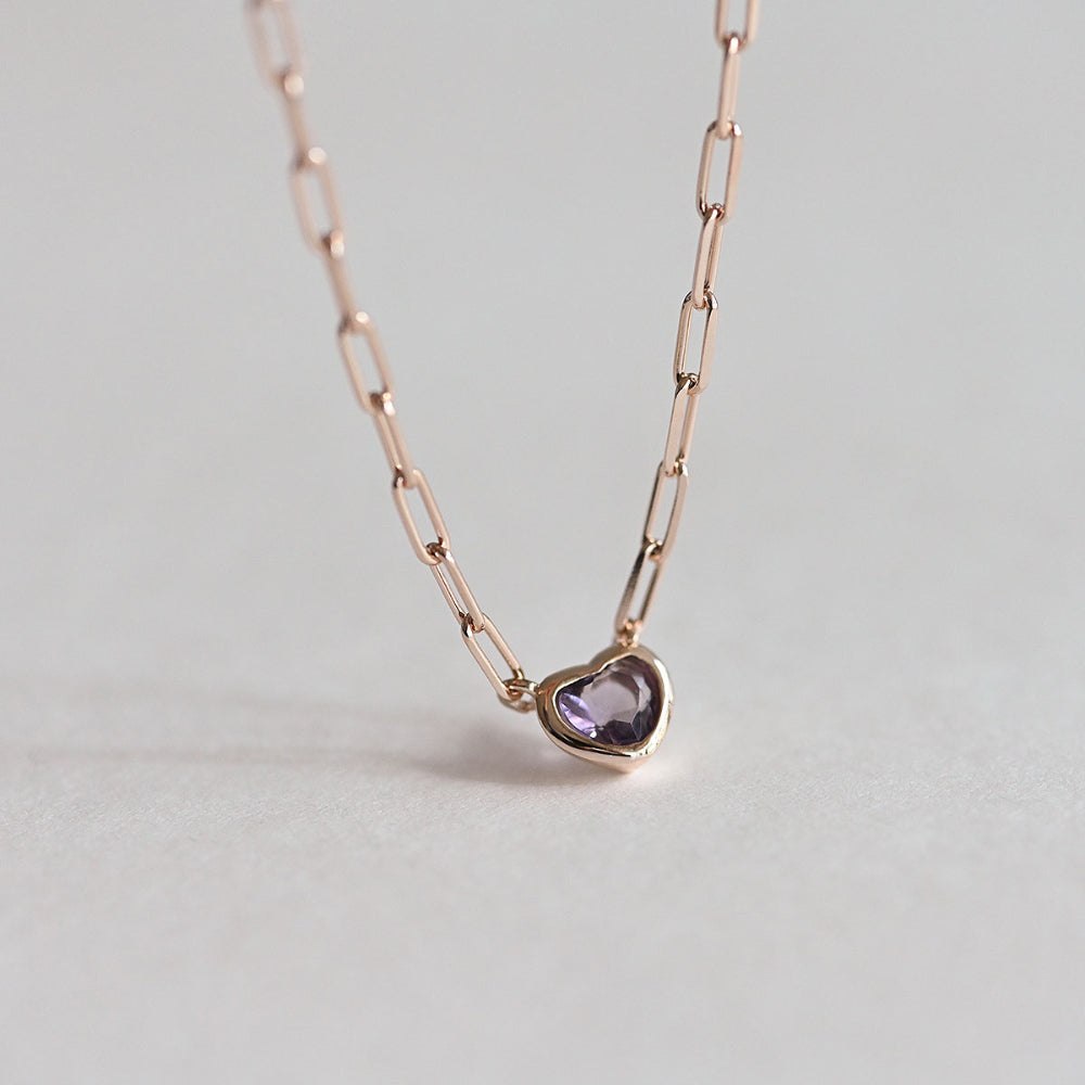 925 Silver Chain Purple Heart Necklace_KWAJE212