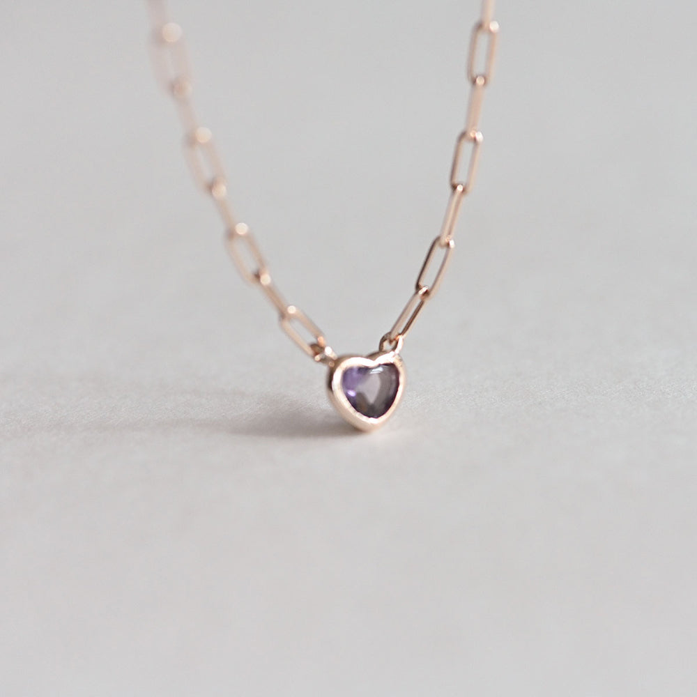 925 Silver Chain Purple Heart Necklace_KWAJE212