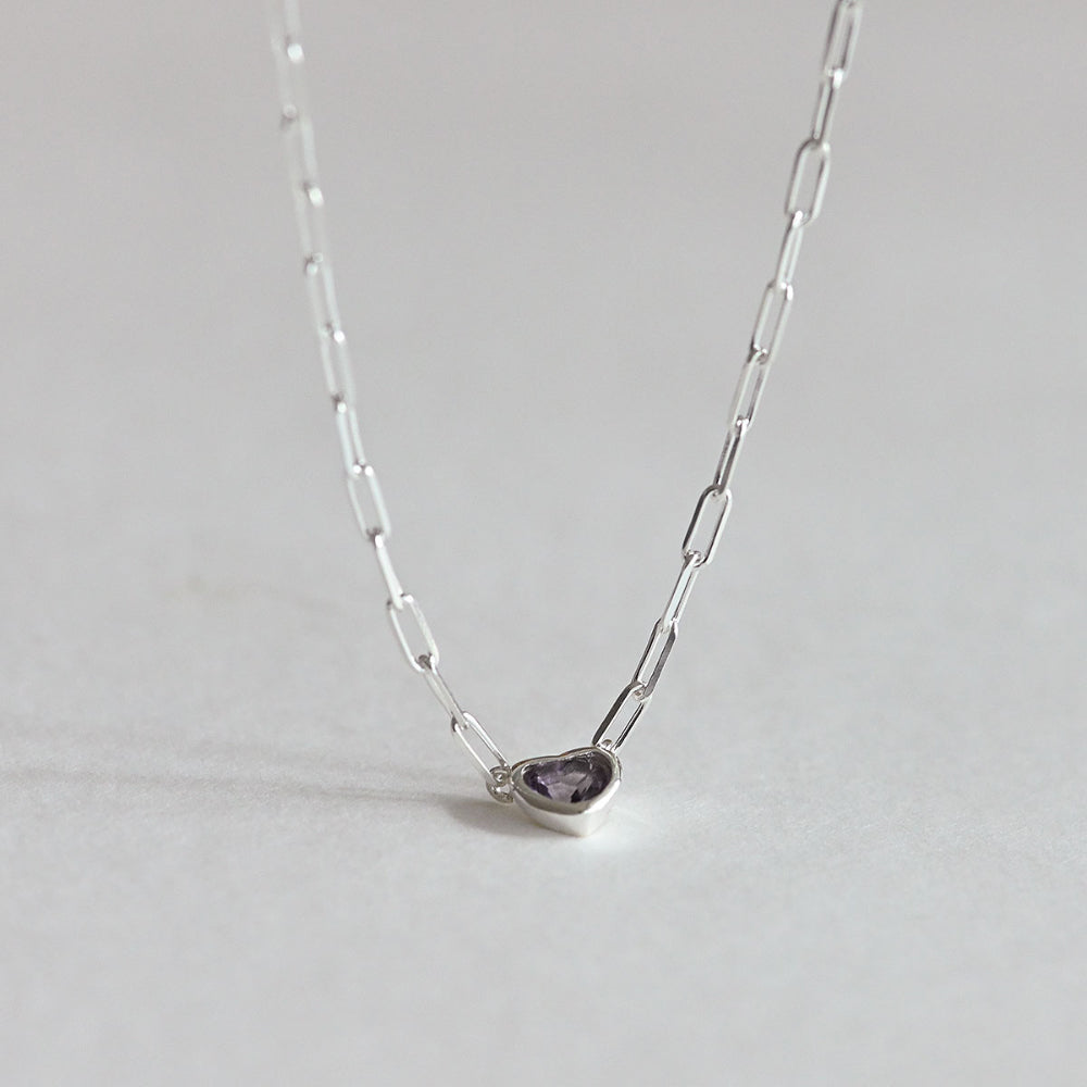 925 Silver Chain Purple Heart Necklace_KWAJE212